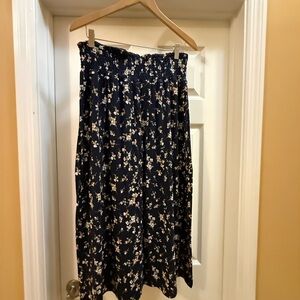 J. Jill Dark Blue Floral Maxi Skirt